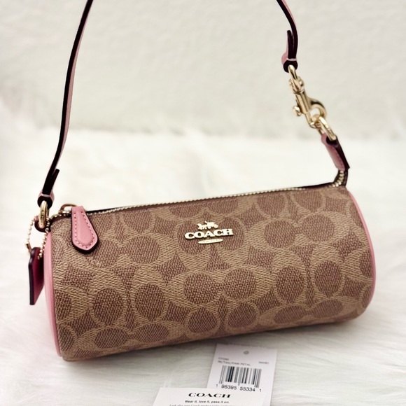 Coach Nolita Barrel Bag In Colorblock Signature Canvas CY040 in Pink petal NWT - Picture 5 of 11